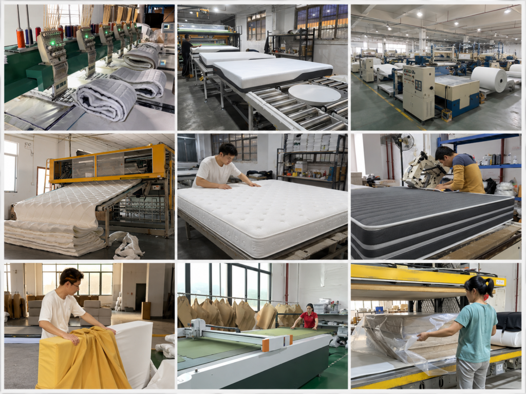 Mattress factory production and compression packaging