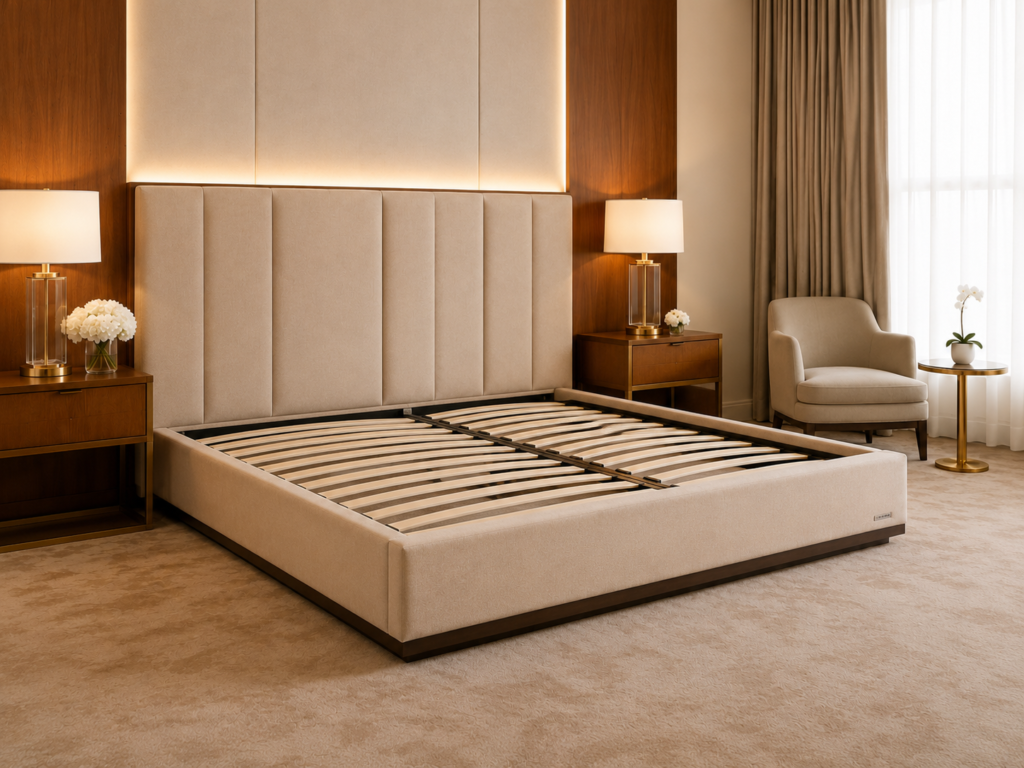 Upholstered bed frames for hotels apartments and furniture retailers