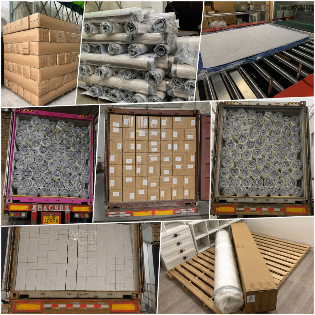 Vacuum compressed mattresses, cartons and container loading