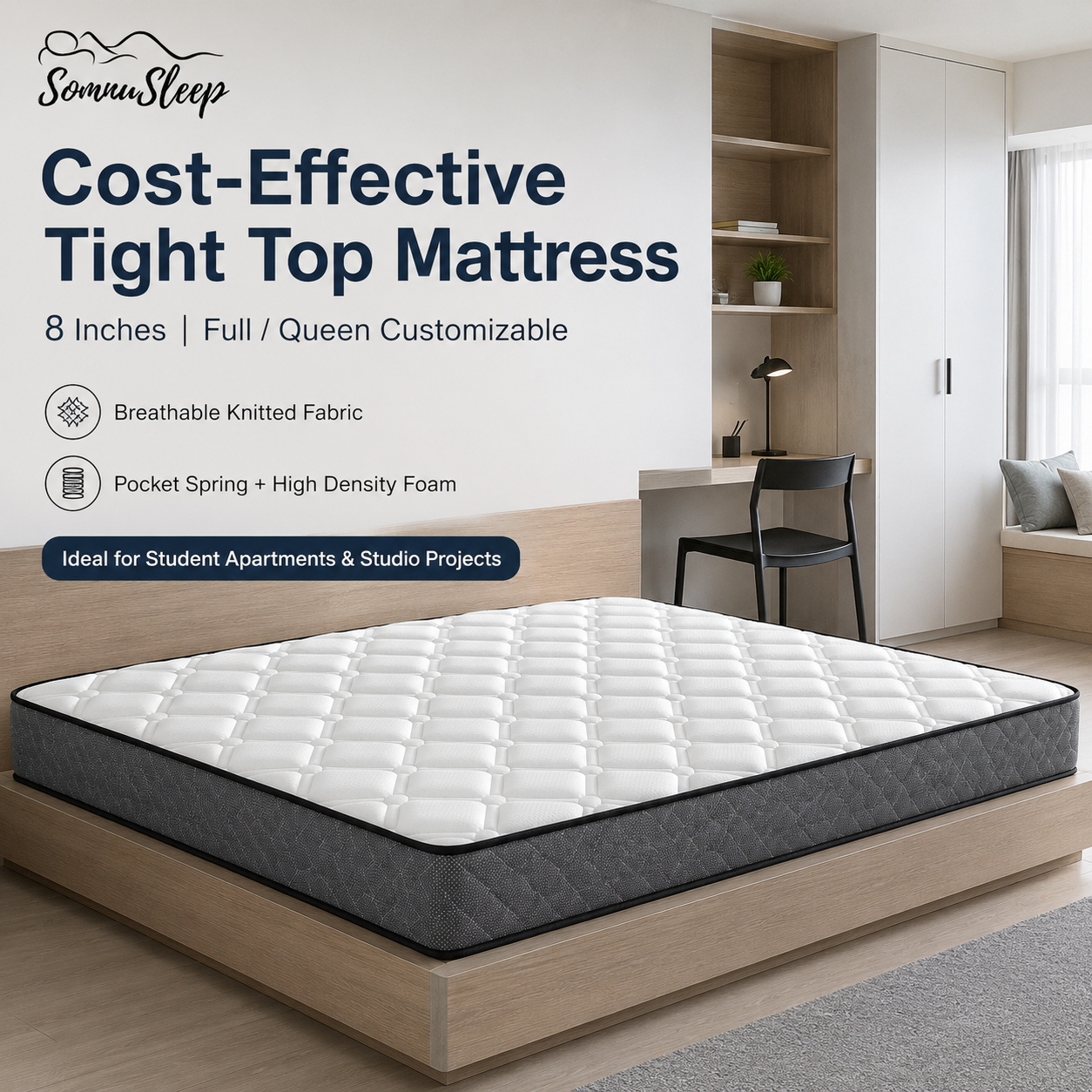 8 Inch Tight Top Mattress Front View