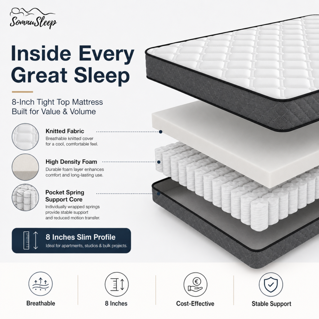 Tight Top Mattress Foam and Spring Structure