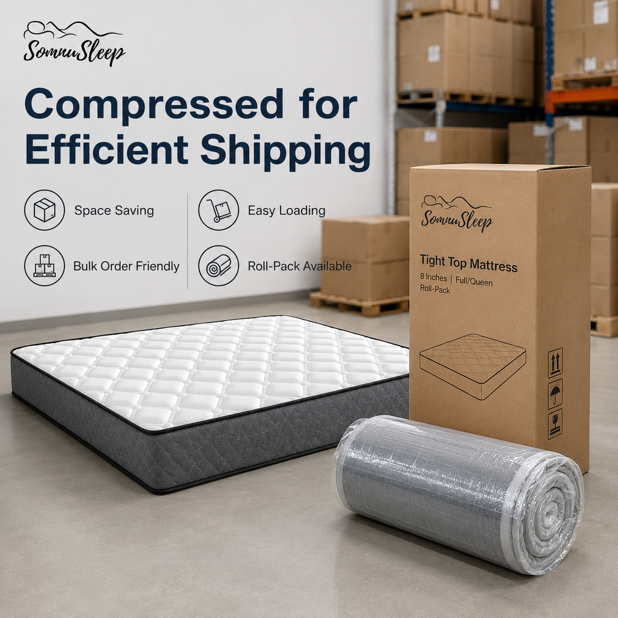 Vacuum Compressed Tight Top Mattress Packaging