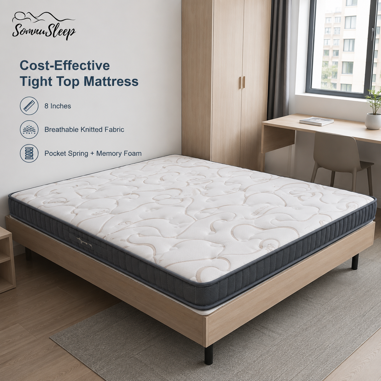 8 Inch Tight Top Twin Mattress Side View