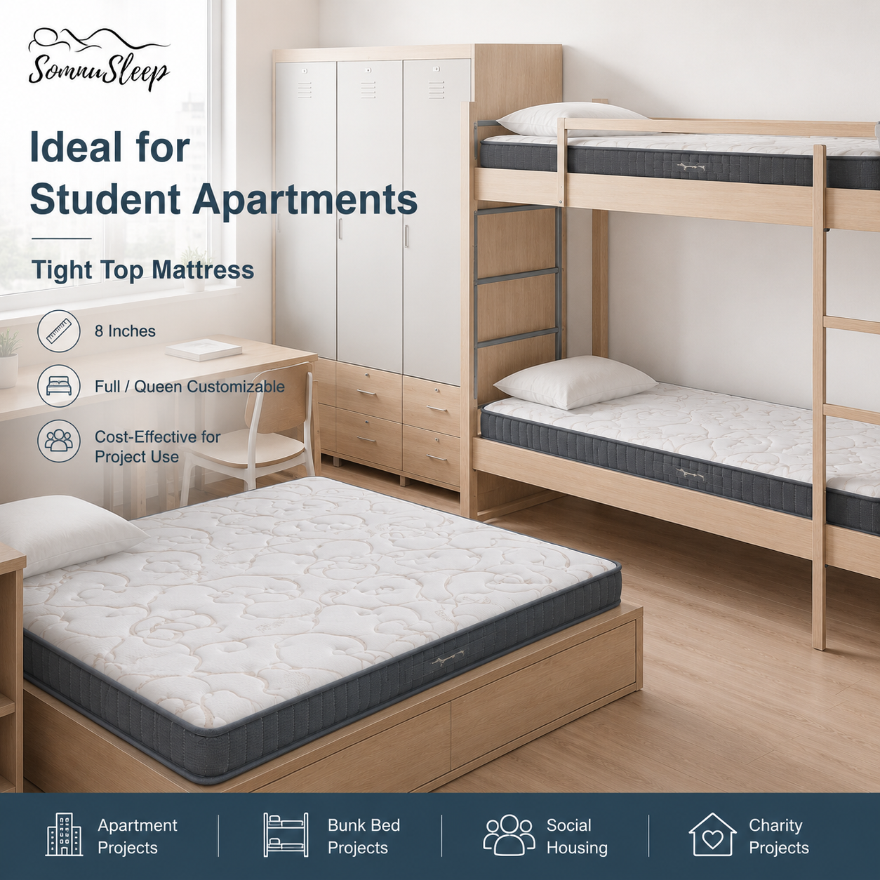 Twin Size Compressed Mattress for Wholesale Projects