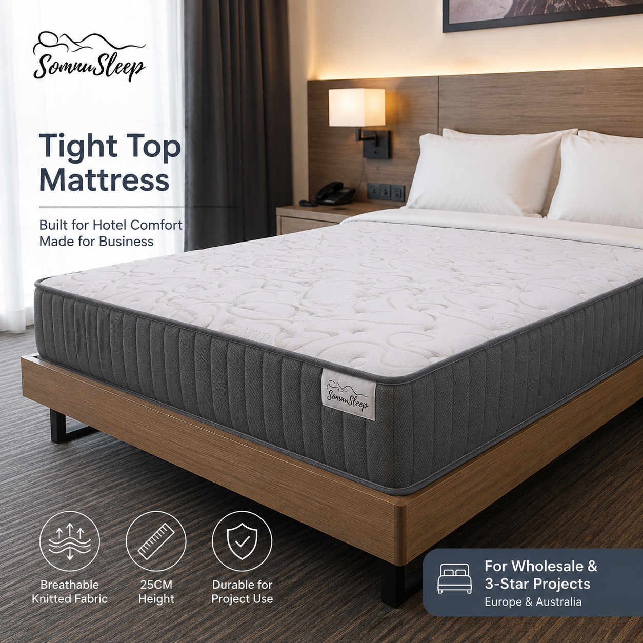 25cm Hotel Tight Top Mattress for Hospitality Projects