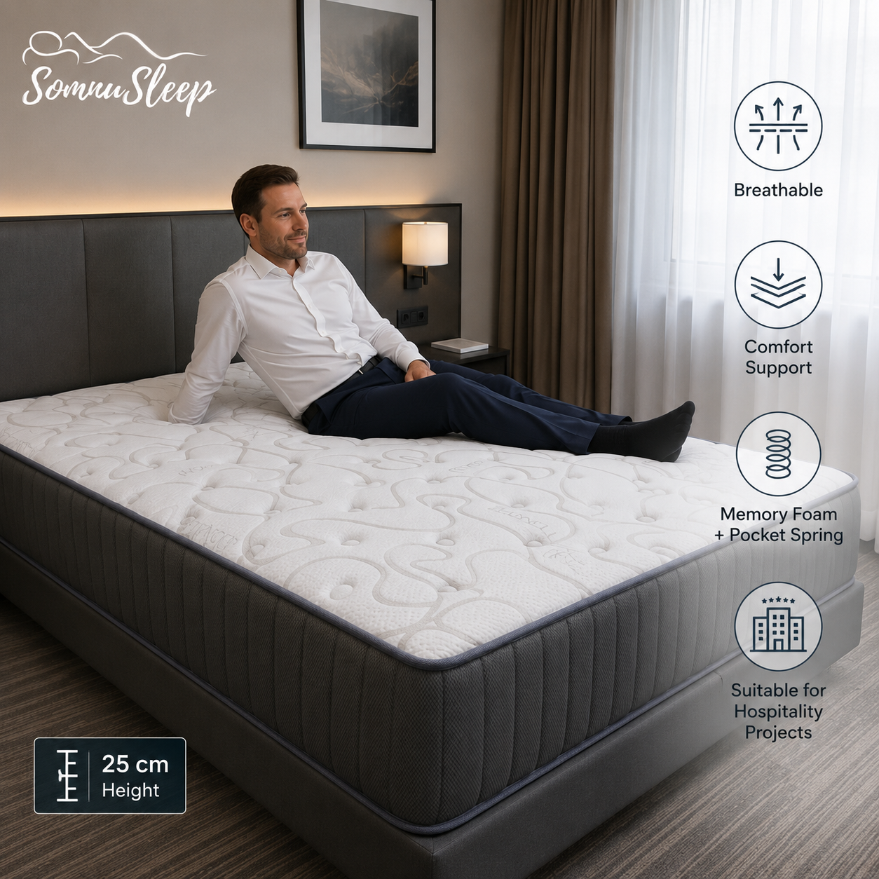Breathable Knitted Fabric Hotel Mattress