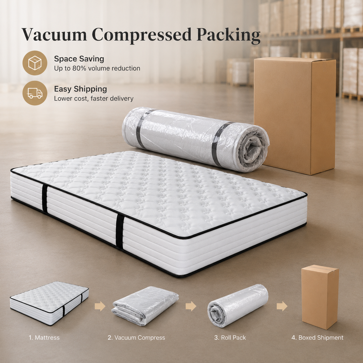 Vacuum Roll Packed Firm Pocket Spring Mattress